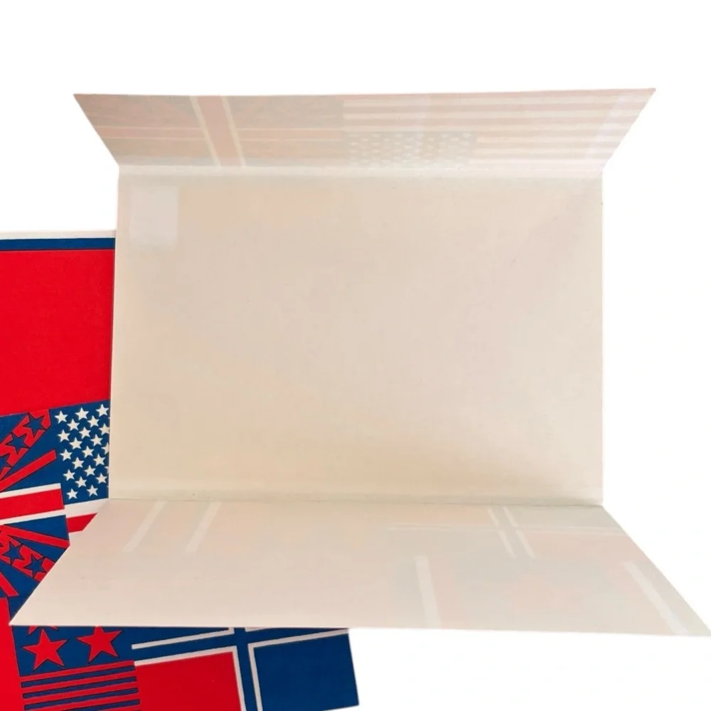 Vintage 7 Tri Fold Greeting Cards Red White Blue Flags USA American Flag Mashups